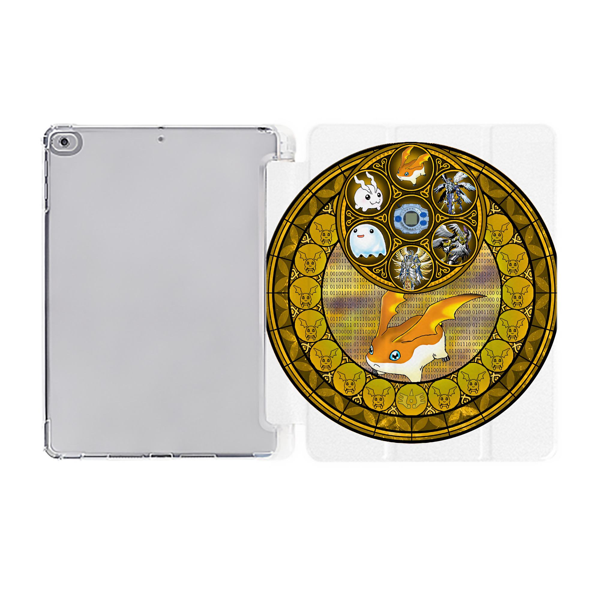 （画像用） Digimon デジタルモンスター/デジモン IPad ケース ペン収納付き 三つ折りスタンド PUレザー×シリコン 対応機種9.5/10.5/10.9インチ